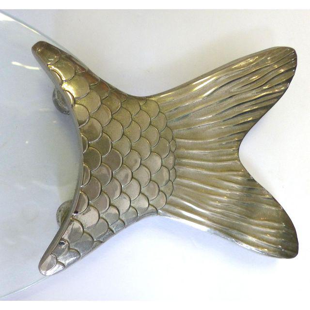 Pewter and Glass Fish Serving Platter Modernism